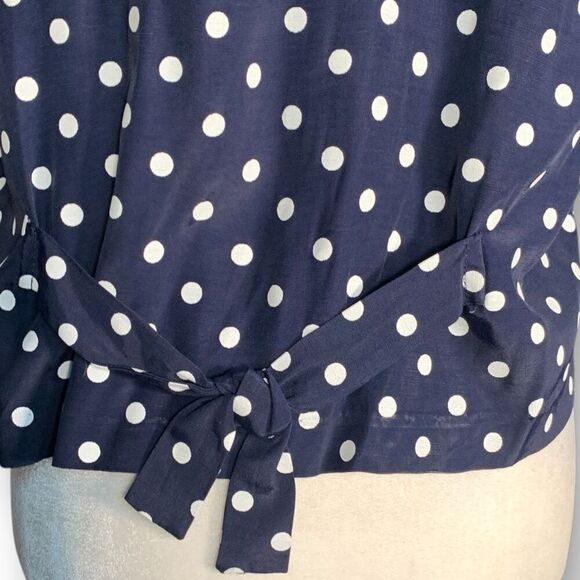 Vintage Navy Blue Polka Dot Waistcoat Tailored  Suit Blazer Vest Vneck Tie Back - Picture 8 of 12